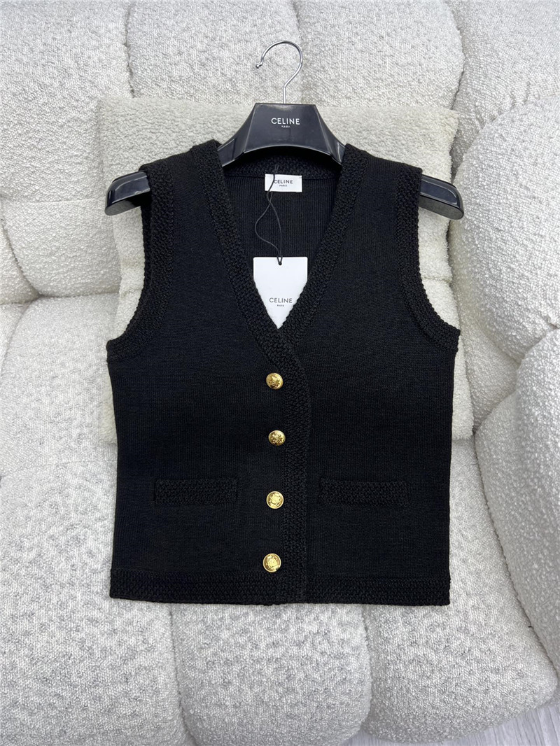 Ce1i*e gold button knitted vest replica clothes