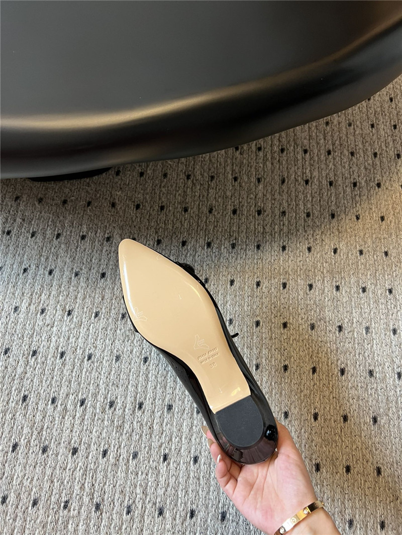 Miu Miu Black Buckle Ankle Strap Pointed Mary Jane Flats