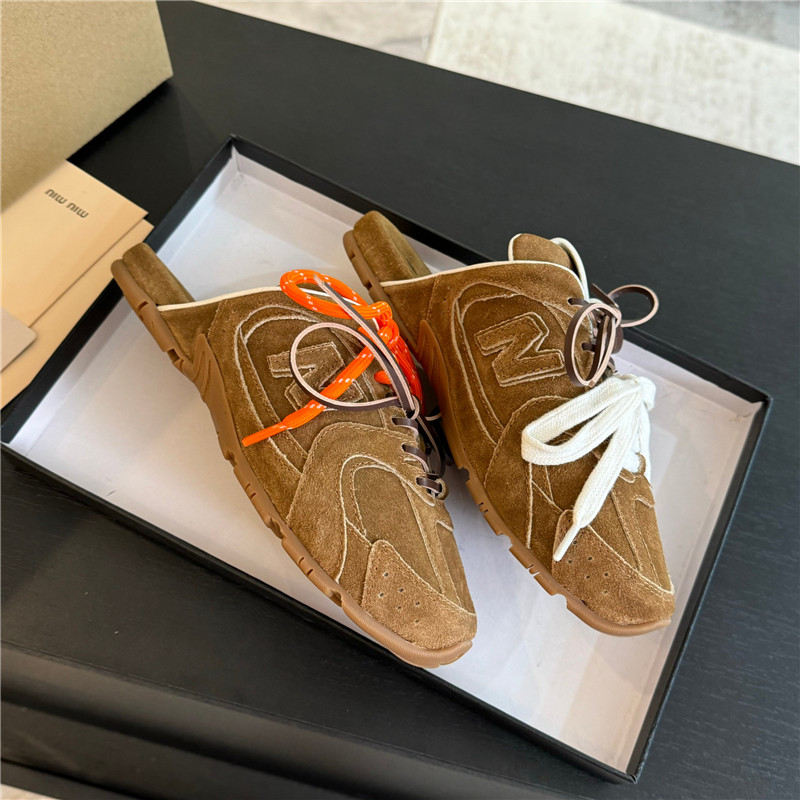 New Balance x Miu Miu 530 SL Faded Suede Brown Mules