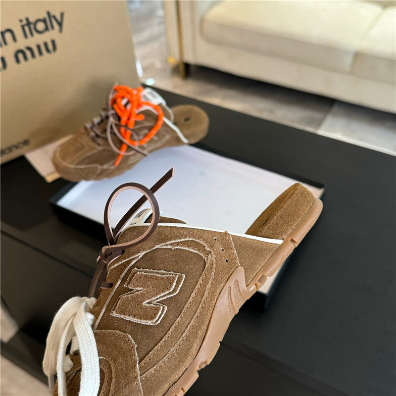 New Balance x Miu Miu 530 SL Faded Suede Brown Mules