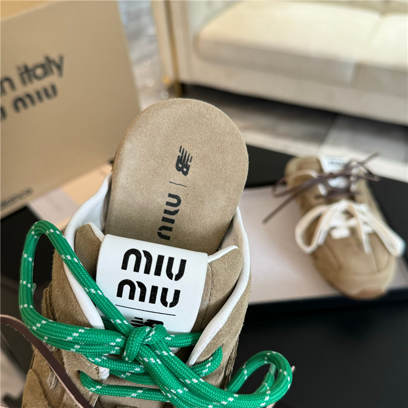 New Balance x Miu Miu 530 SL Faded Suede Ecru Mules