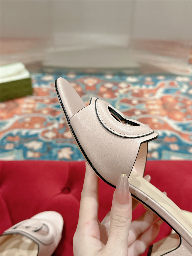 Gvc*1 interlocking g mid-heel slide sandals pink