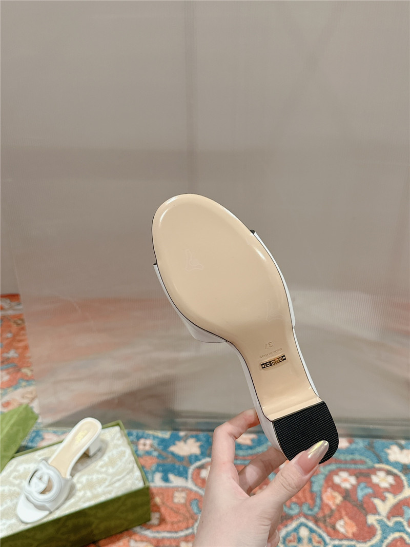 Gvc*1 interlocking g mid-heel slide sandals white