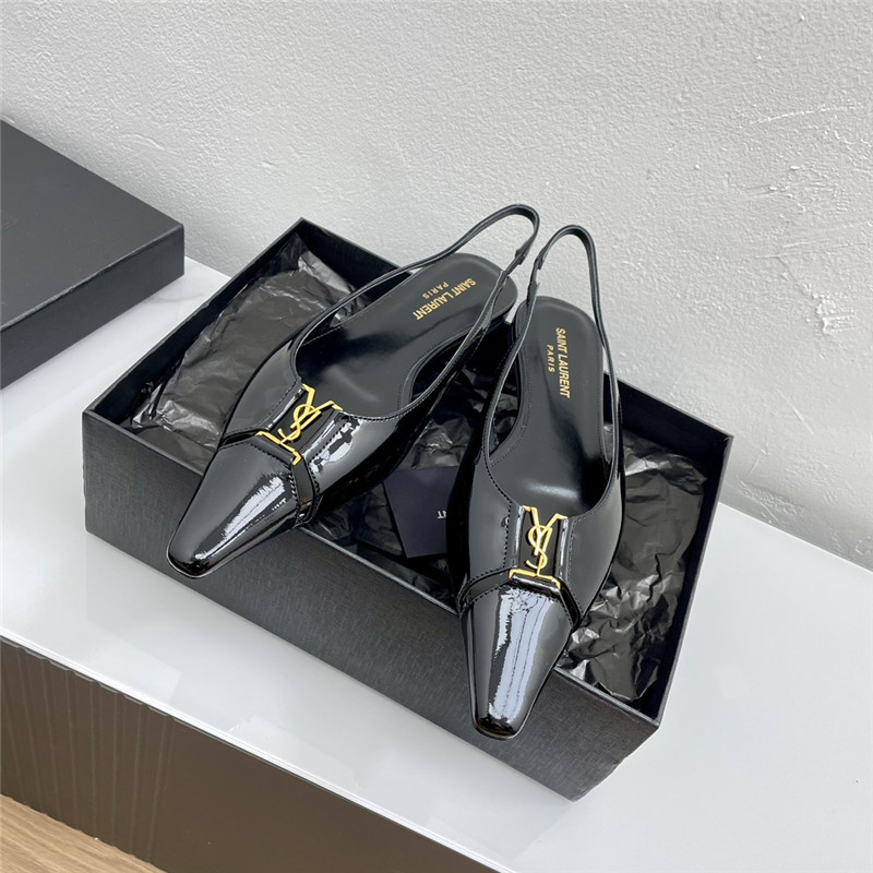 Sa1nt Lau*nt babylone slingback flats black patent leather