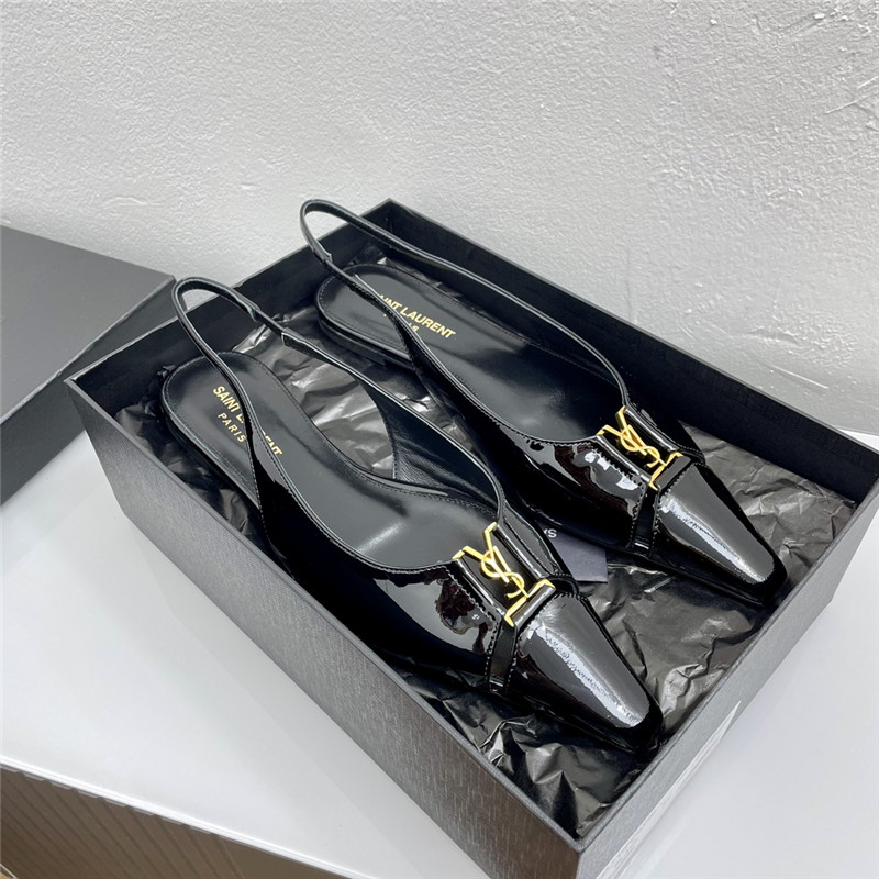 Sa1nt Lau*nt babylone slingback flats black patent leather