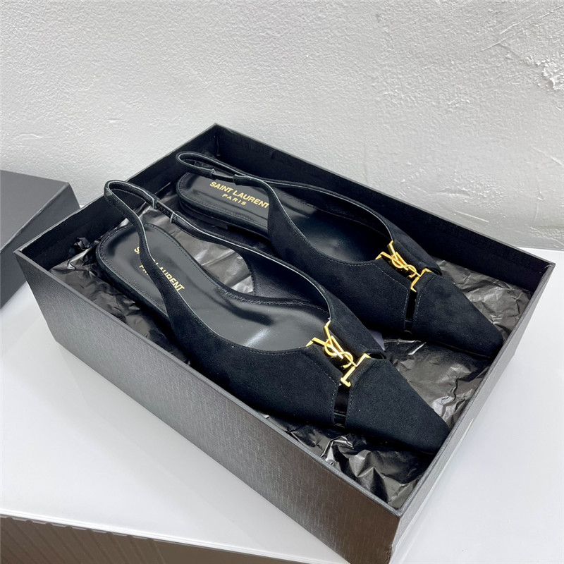 Sa1nt Lau*nt babylone slingback flats black suede