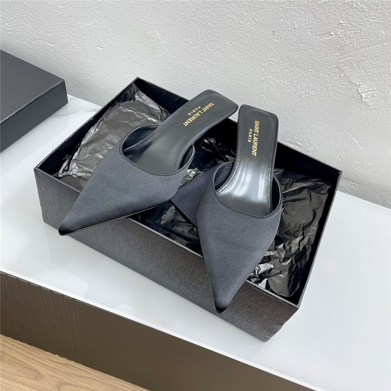 Sa1nt Lau*nt barbara mules black satin crepe