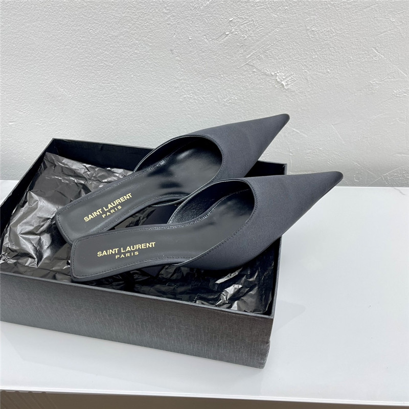 Sa1nt Lau*nt barbara mules black satin crepe