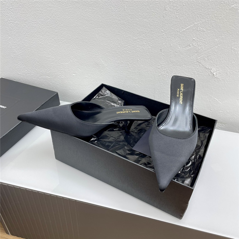 Sa1nt Lau*nt barbara mules black satin crepe