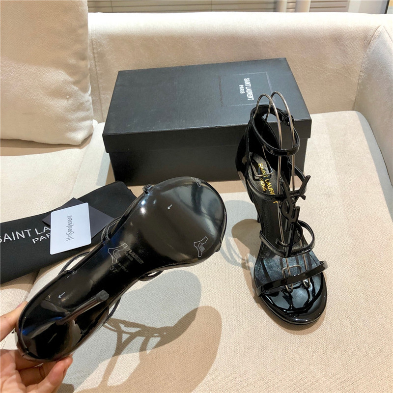Sa1nt Lau*nt cassandra black patent heels sandals