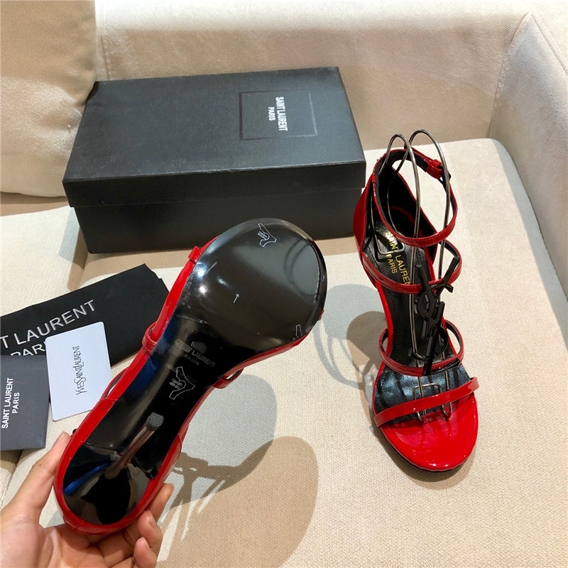 Sa1nt Lau*nt cassandra red patent heel sandals