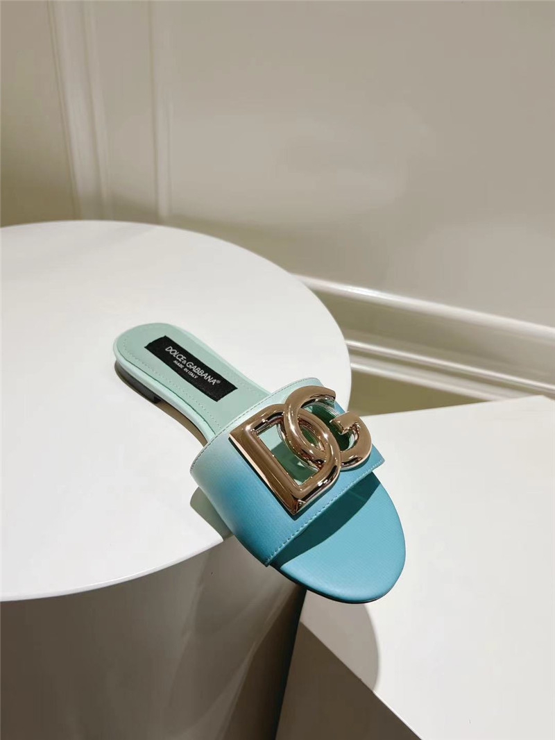 Dolce & Gabbana Gold DG Ombré-Print Sliders in Blue