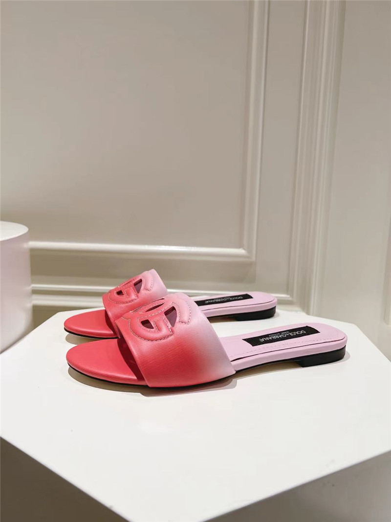 Dolce & Gabbana Ombré-Print Calfskin Sliders Pink