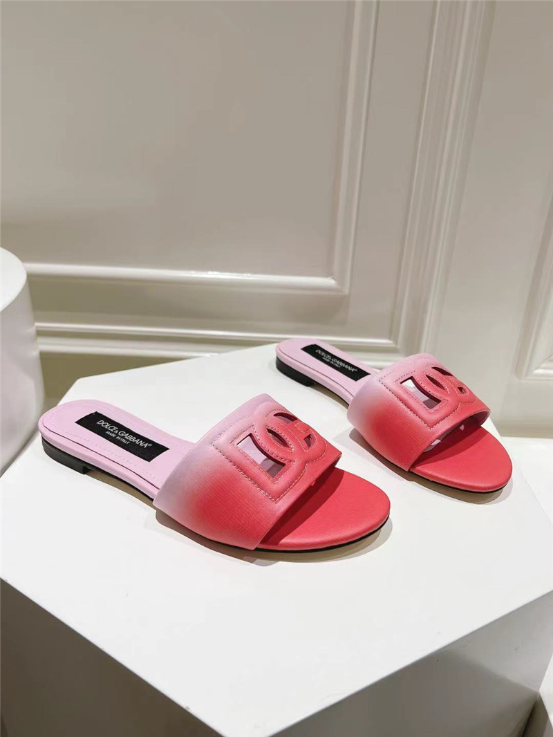 Dolce & Gabbana Ombré-Print Calfskin Sliders Pink