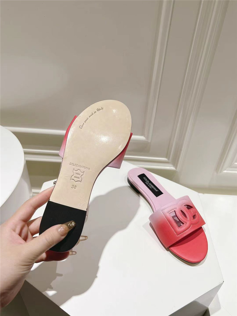 Dolce & Gabbana Ombré-Print Calfskin Sliders Pink