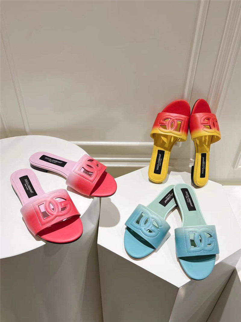 Dolce & Gabbana Ombré-Print Calfskin Sliders Pink