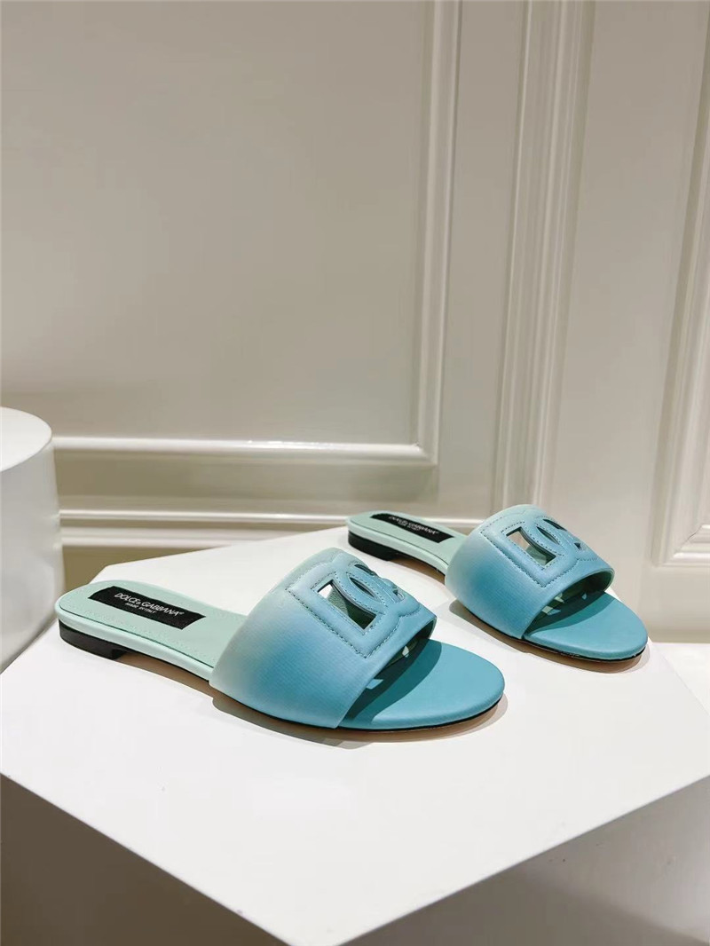 Dolce & Gabbana Blue Ombré-Print Calfskin Sliders