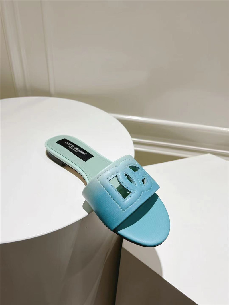 Dolce & Gabbana Blue Ombré-Print Calfskin Sliders