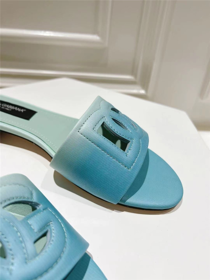 Dolce & Gabbana Blue Ombré-Print Calfskin Sliders