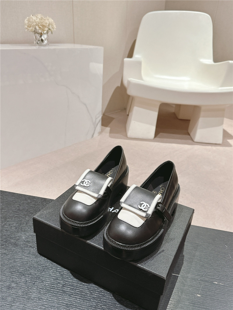 Ch**el moccasin flip cover loafers black and white