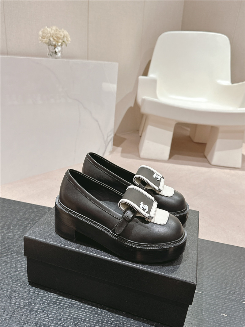 Ch**el moccasin flip cover loafers black and white