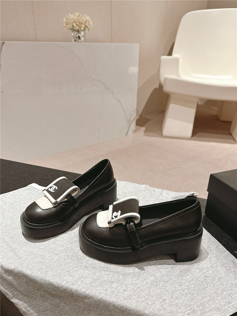 Ch**el moccasin flip cover loafers black and white