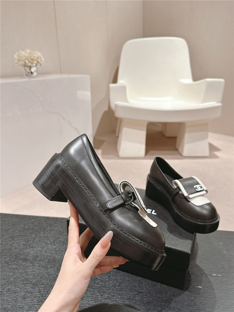 Ch**el moccasin flip cover loafers black and white