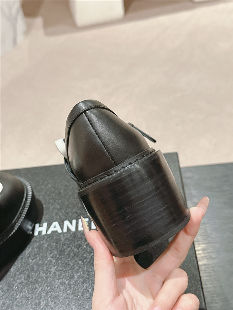 Ch**el moccasin flip cover loafers black and white