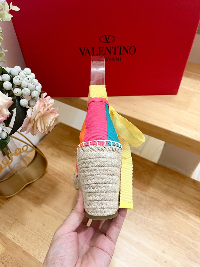Va1e*ntin0 garavani rainbow-colored strap wedge heels