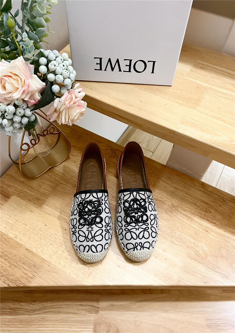 L0ew* anagram jacquard espadrilles black and white