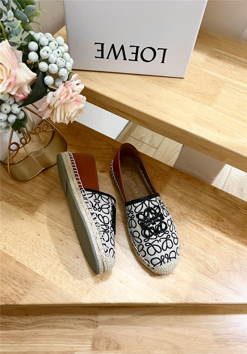 L0ew* anagram jacquard espadrilles black and white