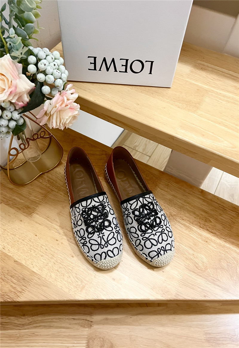 L0ew* anagram jacquard espadrilles black and white