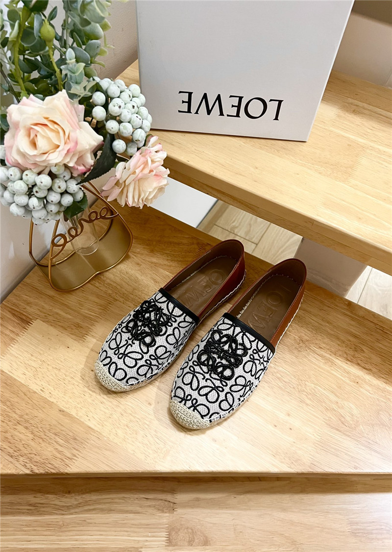 L0ew* anagram jacquard espadrilles black and white