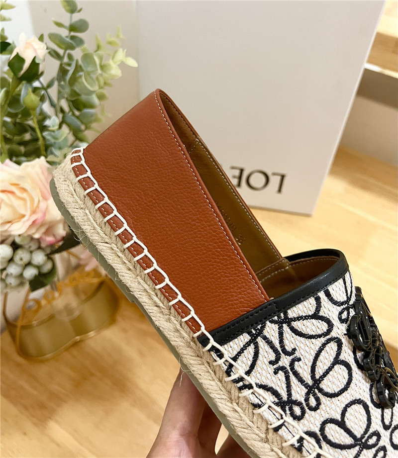 L0ew* anagram jacquard espadrilles black and white