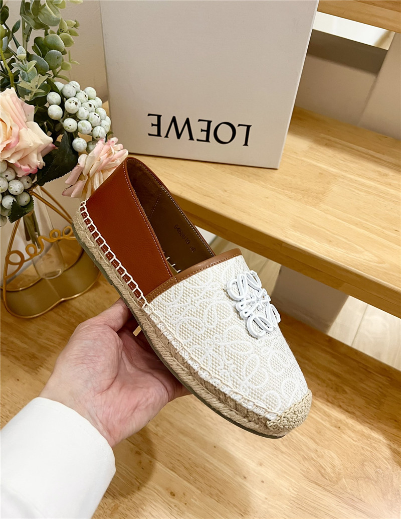 L0ew* anagram jacquard espadrilles white