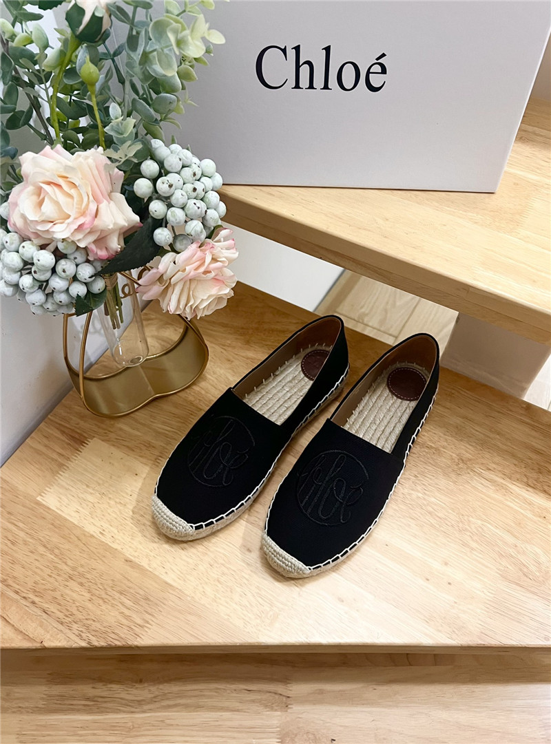 Chloé Isla Espadrille Black Cotton