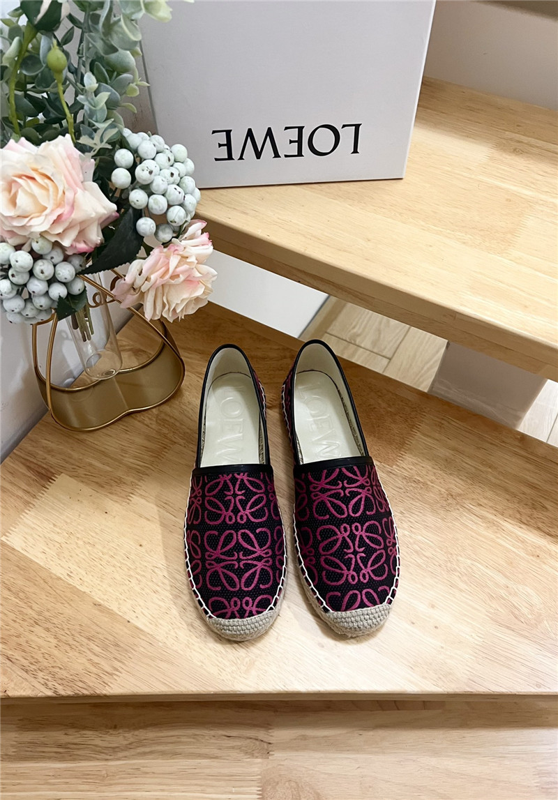 L0ew* anagram jacquard espadrilles black and fuchsia