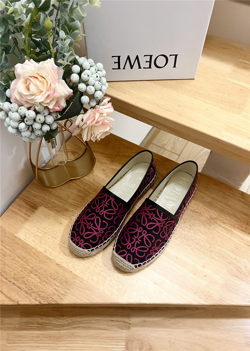 L0ew* anagram jacquard espadrilles black and fuchsia