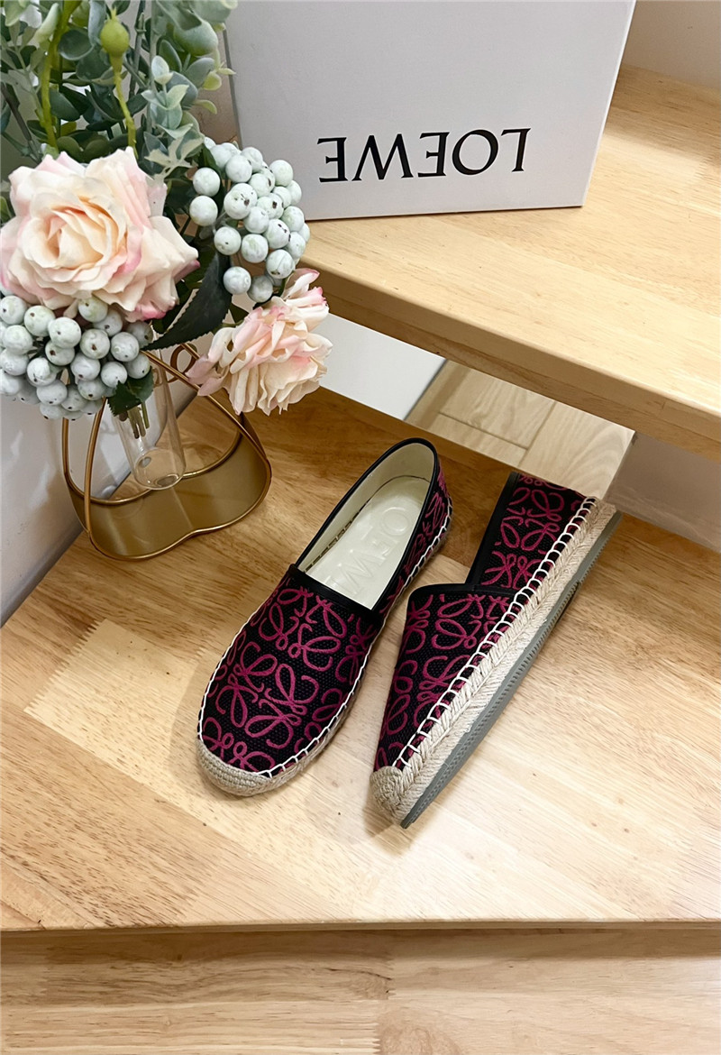 L0ew* anagram jacquard espadrilles black and fuchsia