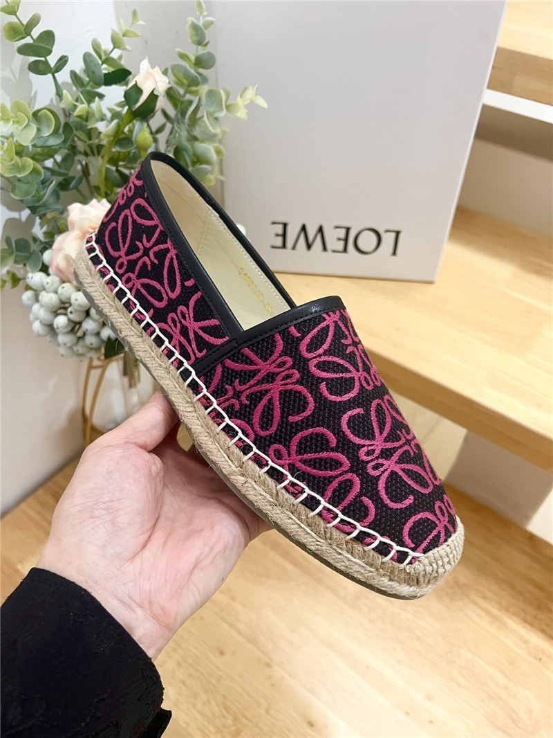 L0ew* anagram jacquard espadrilles black and fuchsia