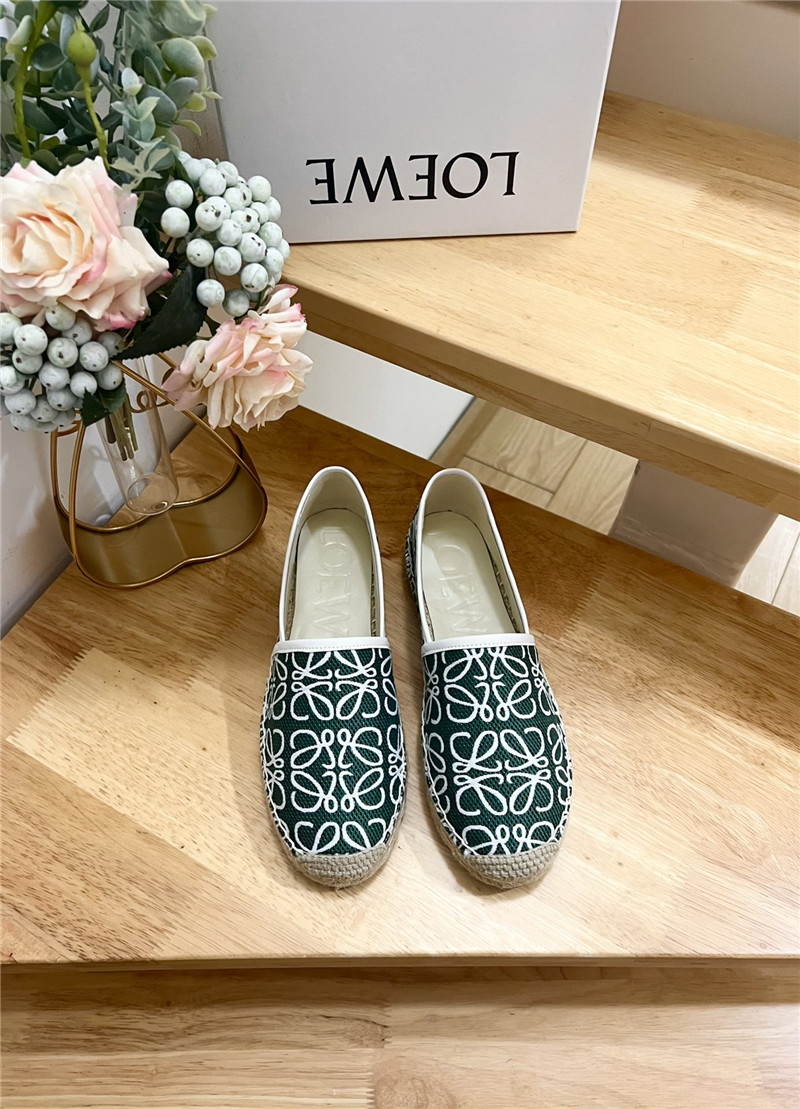 L0ew* anagram jacquard espadrilles green and white
