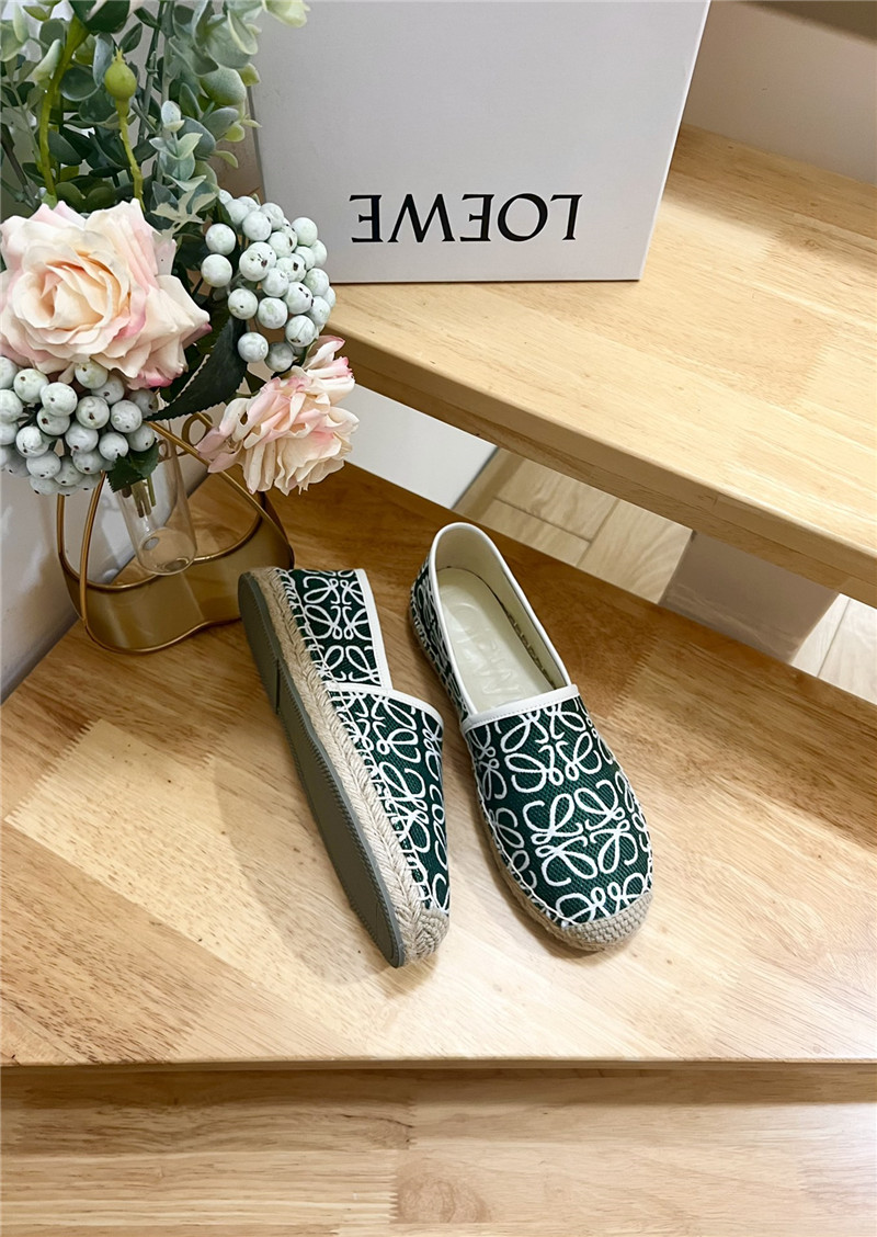 L0ew* anagram jacquard espadrilles green and white