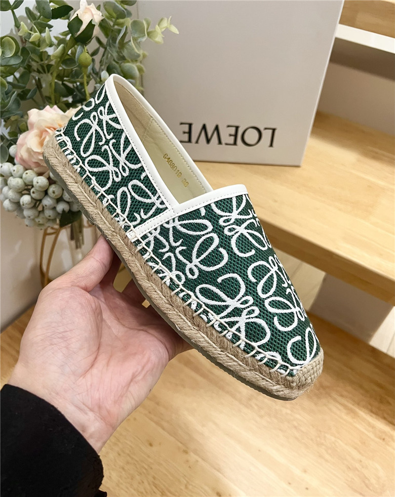 L0ew* anagram jacquard espadrilles green and white