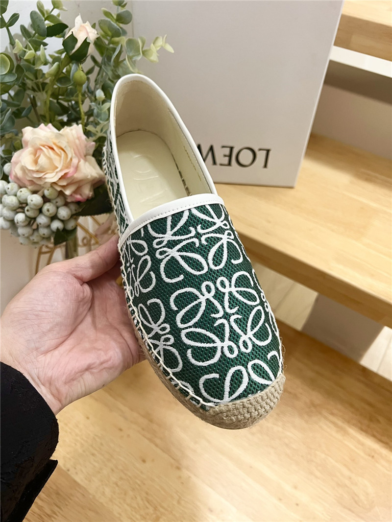 L0ew* anagram jacquard espadrilles green and white