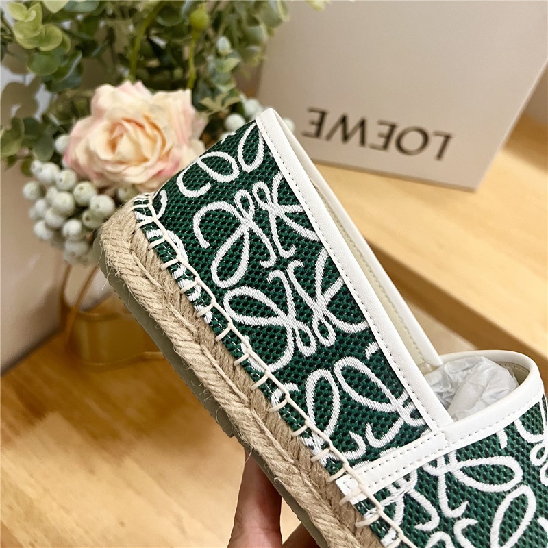 L0ew* anagram jacquard espadrilles green and white