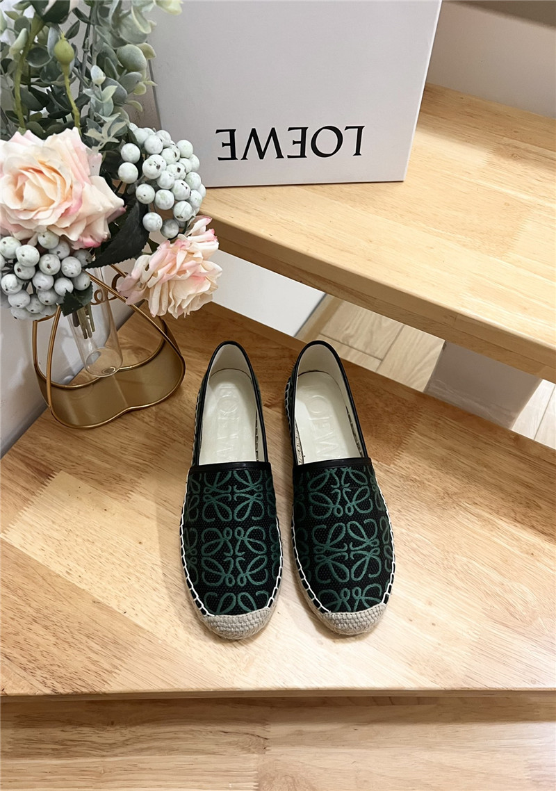 L0ew* anagram jacquard espadrilles black and green
