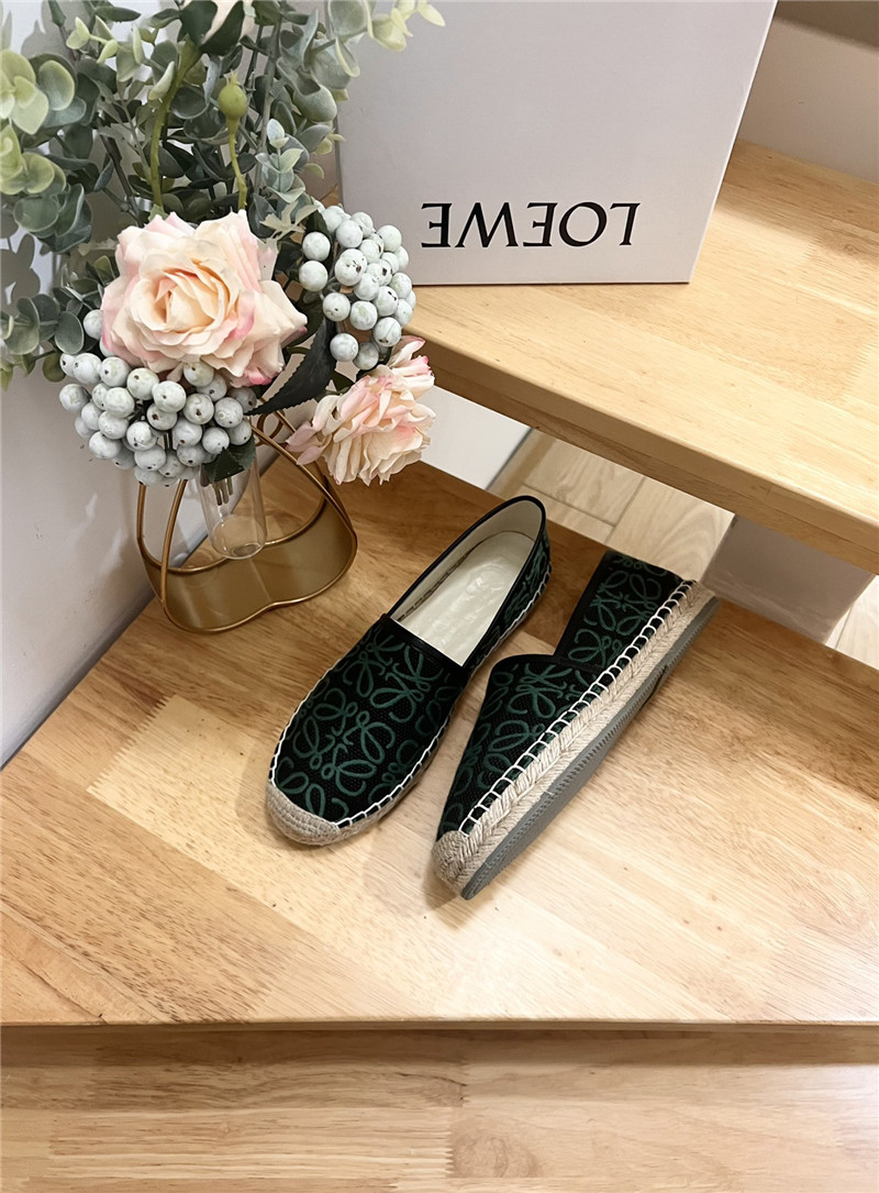 L0ew* anagram jacquard espadrilles black and green