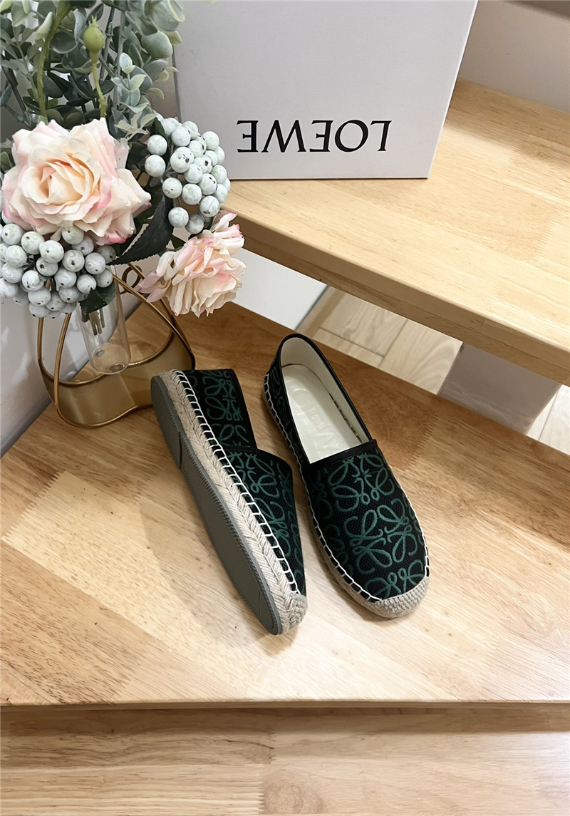 L0ew* anagram jacquard espadrilles black and green