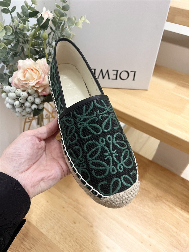 L0ew* anagram jacquard espadrilles black and green