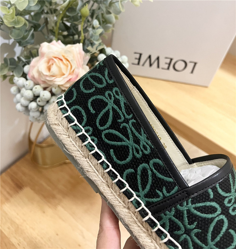 L0ew* anagram jacquard espadrilles black and green